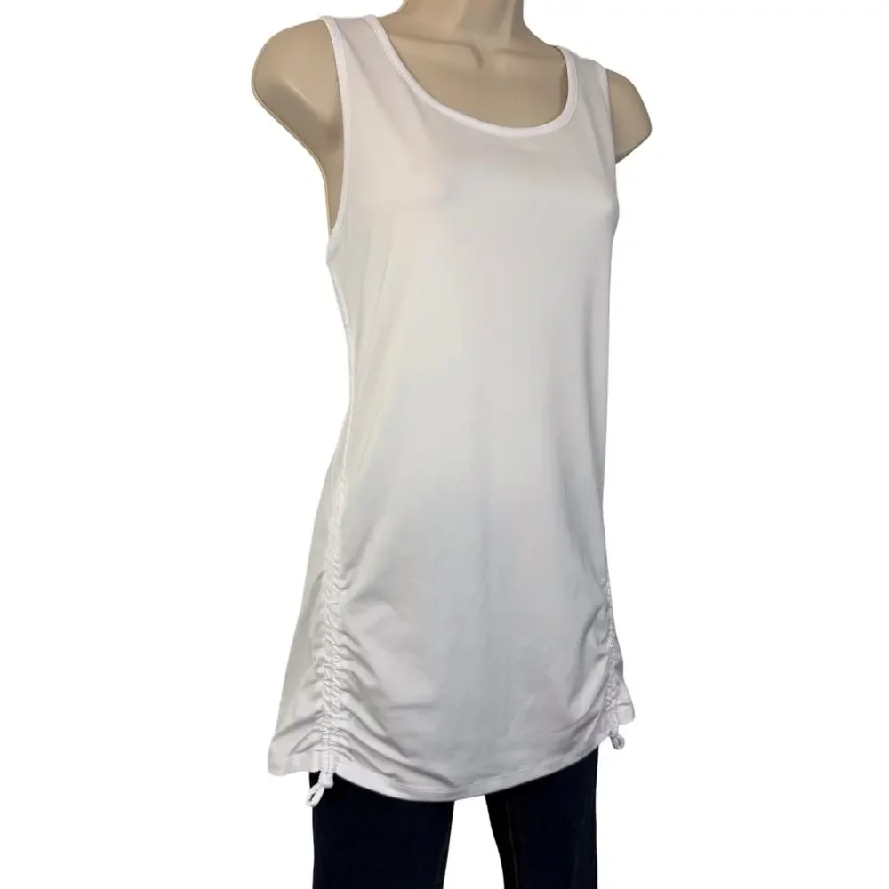 Reel Legends White Sleeveless Adjustable Ruched Side Tank Top Performance Fabric - Picture 3 of 16